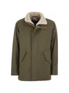 Herno Soft Shell Coat With Shearling-effect Lining In Green