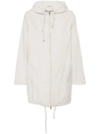Herno Shell Zipped Raincoat In Grey