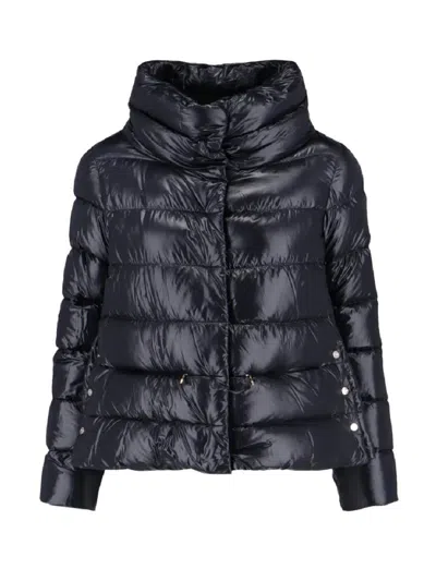 Herno Quilted High-collar Black Nylon Coat