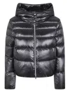 Herno Shiny Black Puffer Jacket With High Collar And Cropped Fit In Black