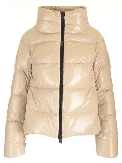 HERNO SHINY CAPE DOWN JACKET COATS BEIGE
