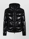 Herno Shiny Lacquer Bomber Jacket With Quilted Texture In Black