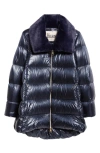Herno Women Cleofe Midi Down Jacket In Navy