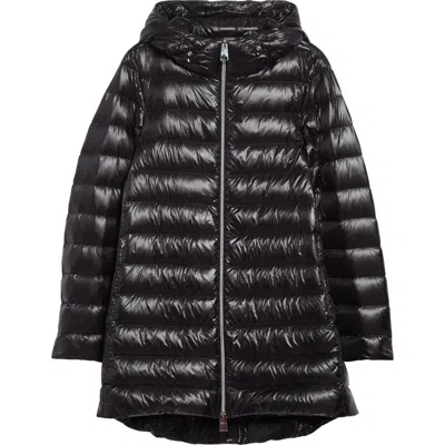 Herno Shiny Nylon Hooded Down Puffer Jacket In Black