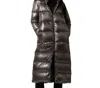 Herno Shiny Nylon Long Coat In Charcoal In Black