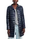 Herno Shiny Puffer Coat In Navy/white