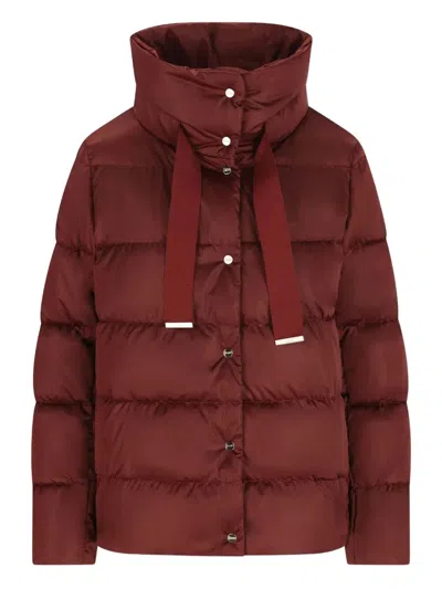Herno Shiny Satin Cape Down Jacket Clothing In Red