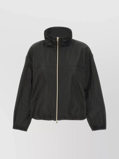 Herno Shiny Taffeta Boxy Fit Bomber Jacket In Black