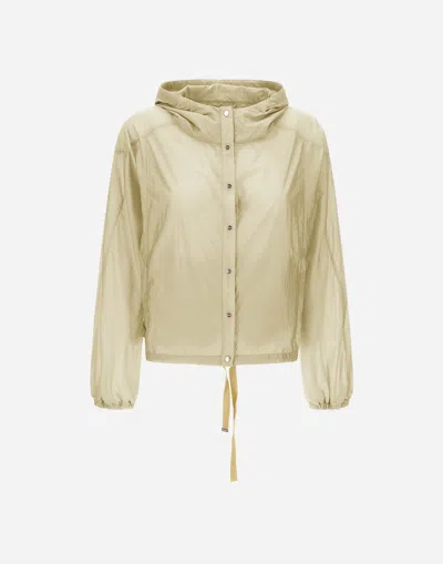 Herno Shiny Tech Crinkle Jacket In Ivory