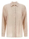 Herno Camel Mulberry Silk Shirt With Unique Hook Print In Nude