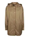 Herno Hooded Long Length Jacket With Adjustable Hood In Beige