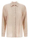 Herno Camel Mulberry Silk Shirt With Unique Hook Print In Brown