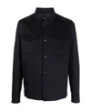 Herno Snap Front Chest Flap Pocket Brushed Wool Cashmere Blend Lined Shirt Jacket In Black