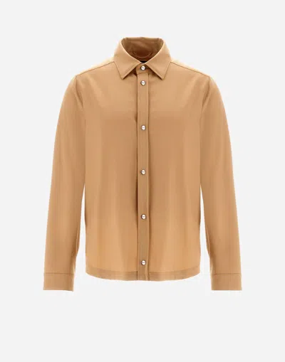 Herno Button-up Classic-collar Shirt In Brown