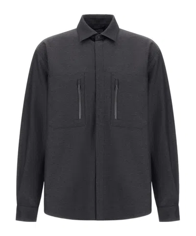 Herno Zip-pocket Shirt In Black