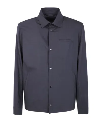 Herno Collared Neck Front Pocket Long Sleeves Jacket In Blue