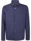 Herno Long Sleeve Collared Shirt Jacket With Pocket In Blue