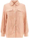 Herno Long Sleeved Press-stud Down Jacket In Pink