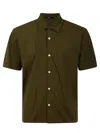 Herno Short-sleeved Cotton Shirt With Classic Collar In Green