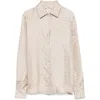 Herno Printed Long Sleeve Top With Cuffed Sleeves In Beige