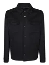 Herno Snap Front Chest Flap Pocket Brushed Wool Cashmere Blend Lined Shirt Jacket In Black