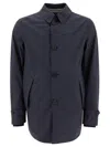 Herno Single-breasted Buttoned Shirt Coat In Blue