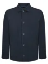Herno Point Collar Jacket With Three Patch Pockets In Blue