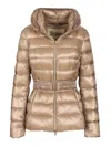 Herno Shniy Padded Down Jacket With Bel Coats Brown In Brown
