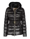 Herno Shniy Padded Down Jacket With Belt Coats Black In Black