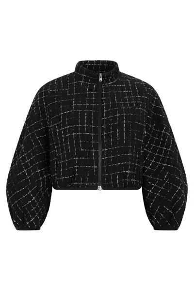 Herno Short Black Jacket With Puff Sleeves