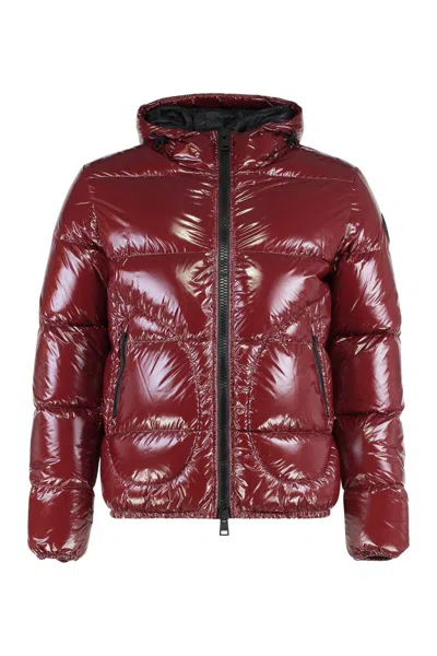 Herno Short Bomber Jacket With Hood In Red