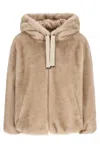 Herno Short Brown Coat With Plush Texture In Brown