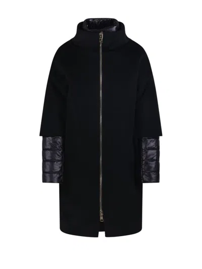 Herno Short Coat With High Collar In Black