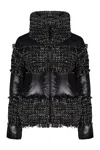 Herno Nylon And Tweed Down Jacket With Front Zip In Black