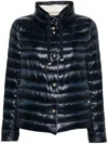 Herno Puffer Jacket With High Collar And Drawstring In Blue
