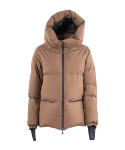Herno Short Down Jacket In Brown