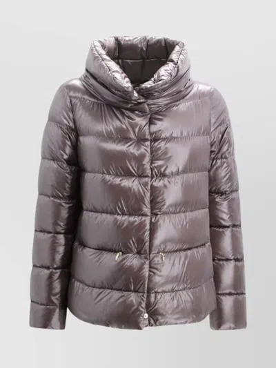 Herno Short Down Jacket High Collar In Purple