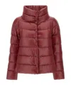 Herno Quilted High Neck Jacket With Lateral Split In Red