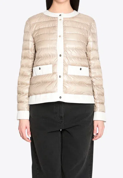 Herno Short Down Jacket In Neutral