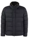 Herno Short Down Jacket With Detachable Fur Insert In Blue