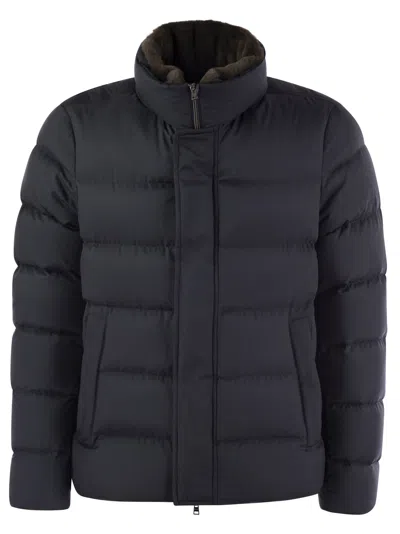 HERNO SHORT DOWN JACKET WITH DETACHABLE FUR INSERT