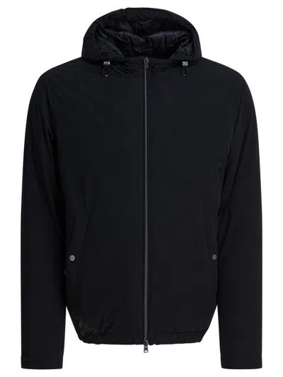 Herno Short Down Jacket With Hood In Black