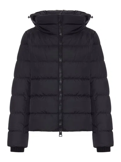 Herno Short Down Jacket With Hood In Blue