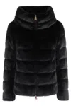 Herno Cropped Black Jacket With Plush Texture And High Collar In Black