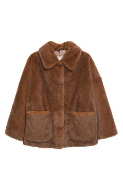 Herno Short Faux Fur Jacket In Brown