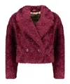 Herno Faux-fur Cropped Jacket In Red