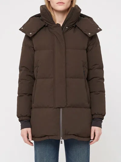 Herno Short Hooded Quilted Nylon Down Jacket With Water-repellent Finish In Brown