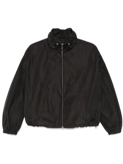 Herno Short Hooded Raincoat In Black