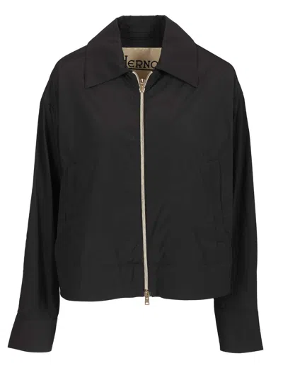 Herno Short Jacket In Stretch Nylon Jackets Black