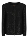 Herno Allover Sequin Embellished Short Jacket In Black